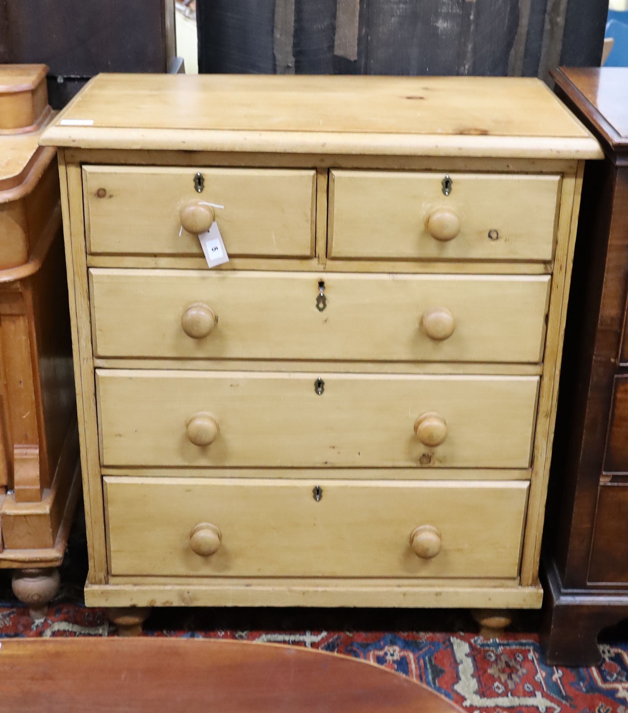 An early 20th century pine chest, width 90cm, depth 48cm, height 104cm